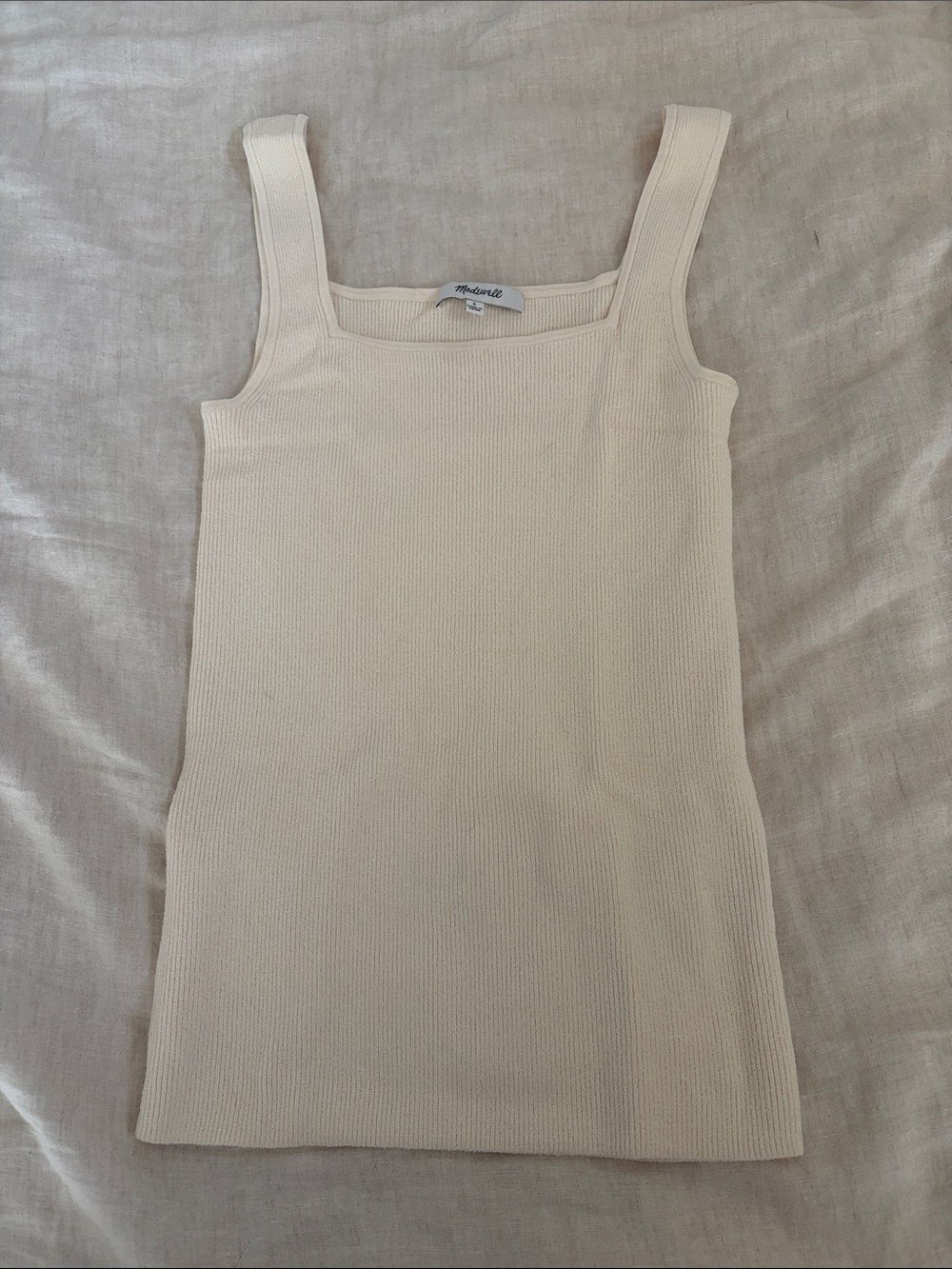Madewell Cream Ribbed Square-Neck Tank